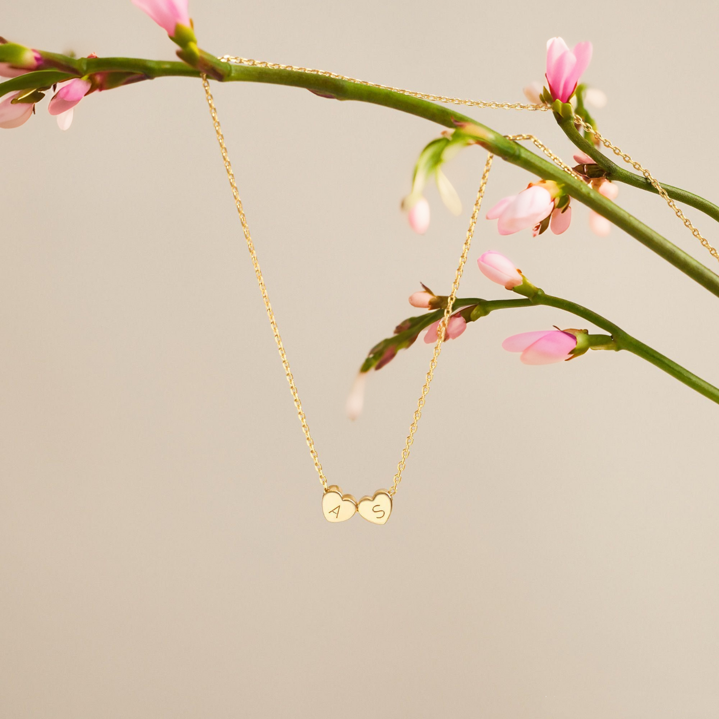 Gepersonaliseerde Kleine 3D Initiaal Hart Charme Ketting