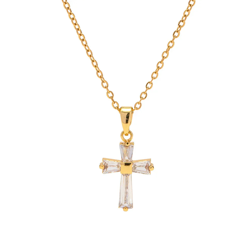 Halsketting met Delicate Diamanten Kruis Hanger