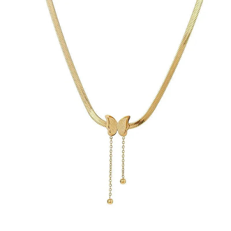 Delicate Vlinder Hanger Ketting met Visgraat