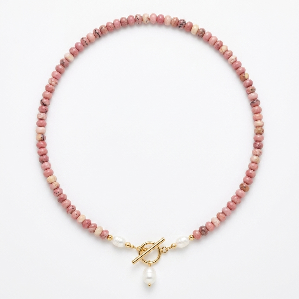 Rhodoniet Kralen Parel Ketting