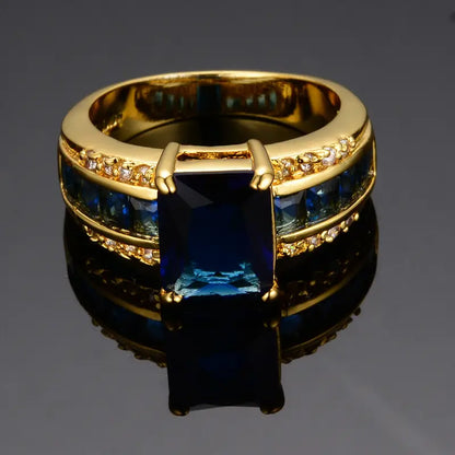 Vierkante saffier ring in goud