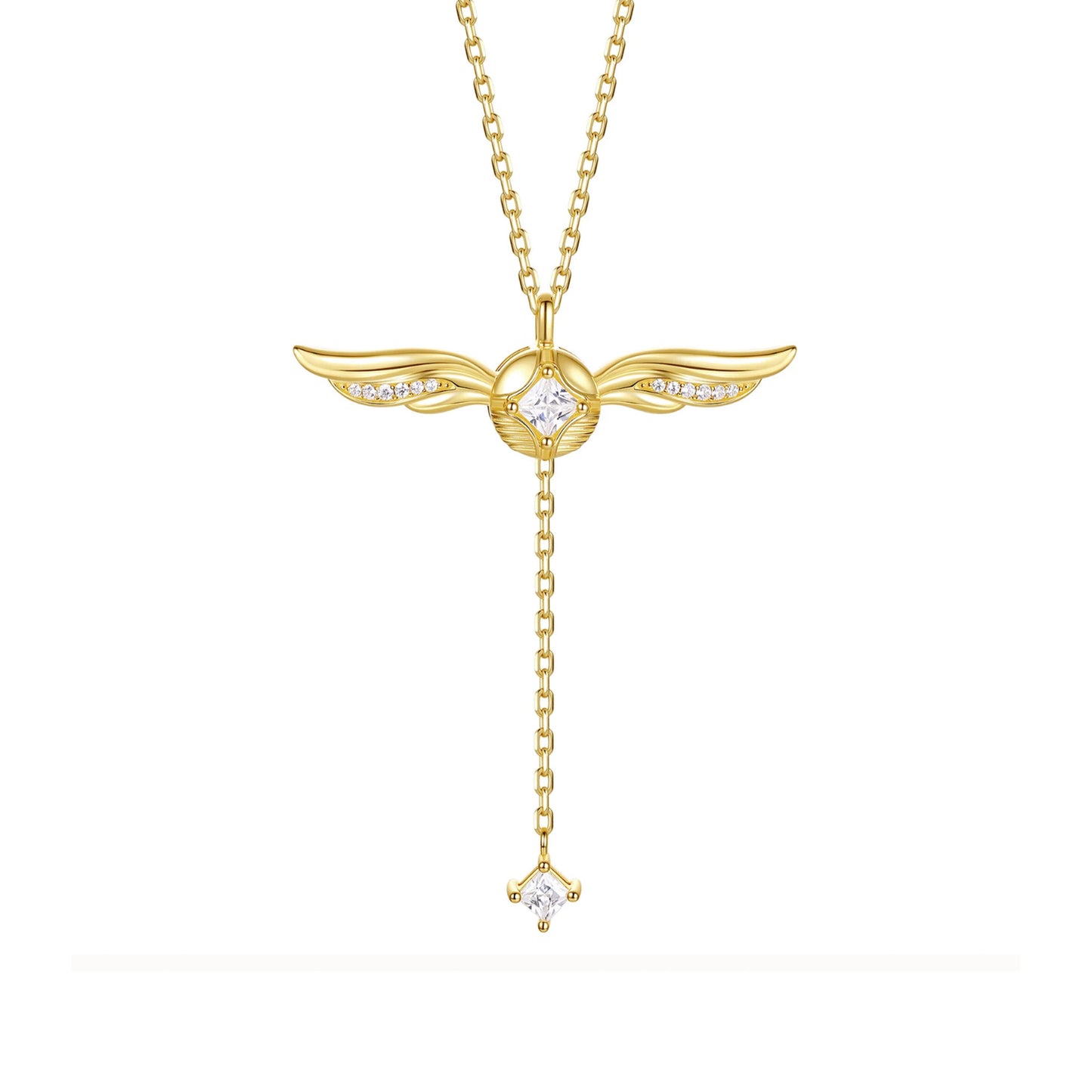 Gouden Vleugels Sprankelende Lariat Ketting