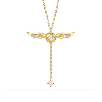 Gouden Vleugels Sprankelende Lariat Ketting