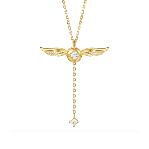 Gouden Vleugels Sprankelende Lariat Ketting