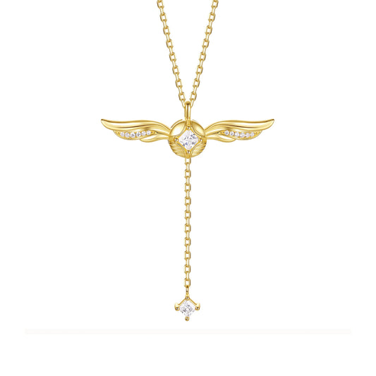 Gouden Vleugels Sprankelende Lariat Ketting