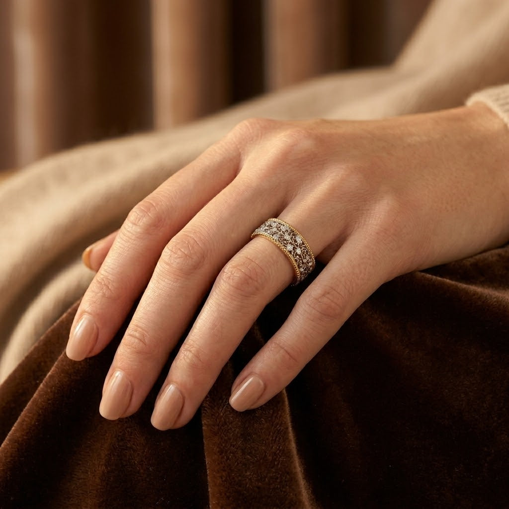 Sierlijke ring van zilver en goud