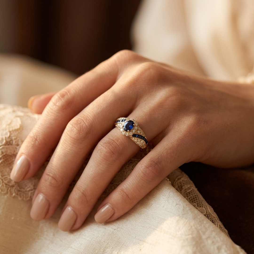 Gouden saffier ring