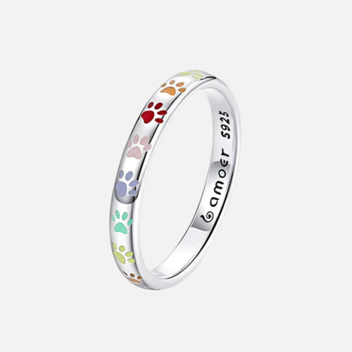 Zilveren ring met pootafdruk
