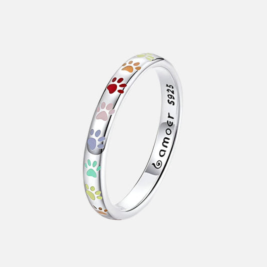 Zilveren ring met pootafdruk