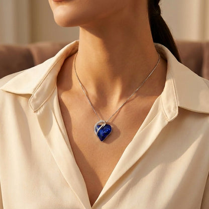 Saffier hartcollier in zilver