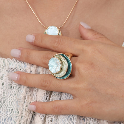 Boho drielaags emaille ring