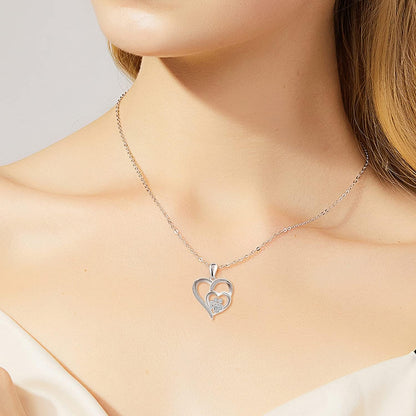 925 Zilveren Ketting met Poot en Hart met Zirconia