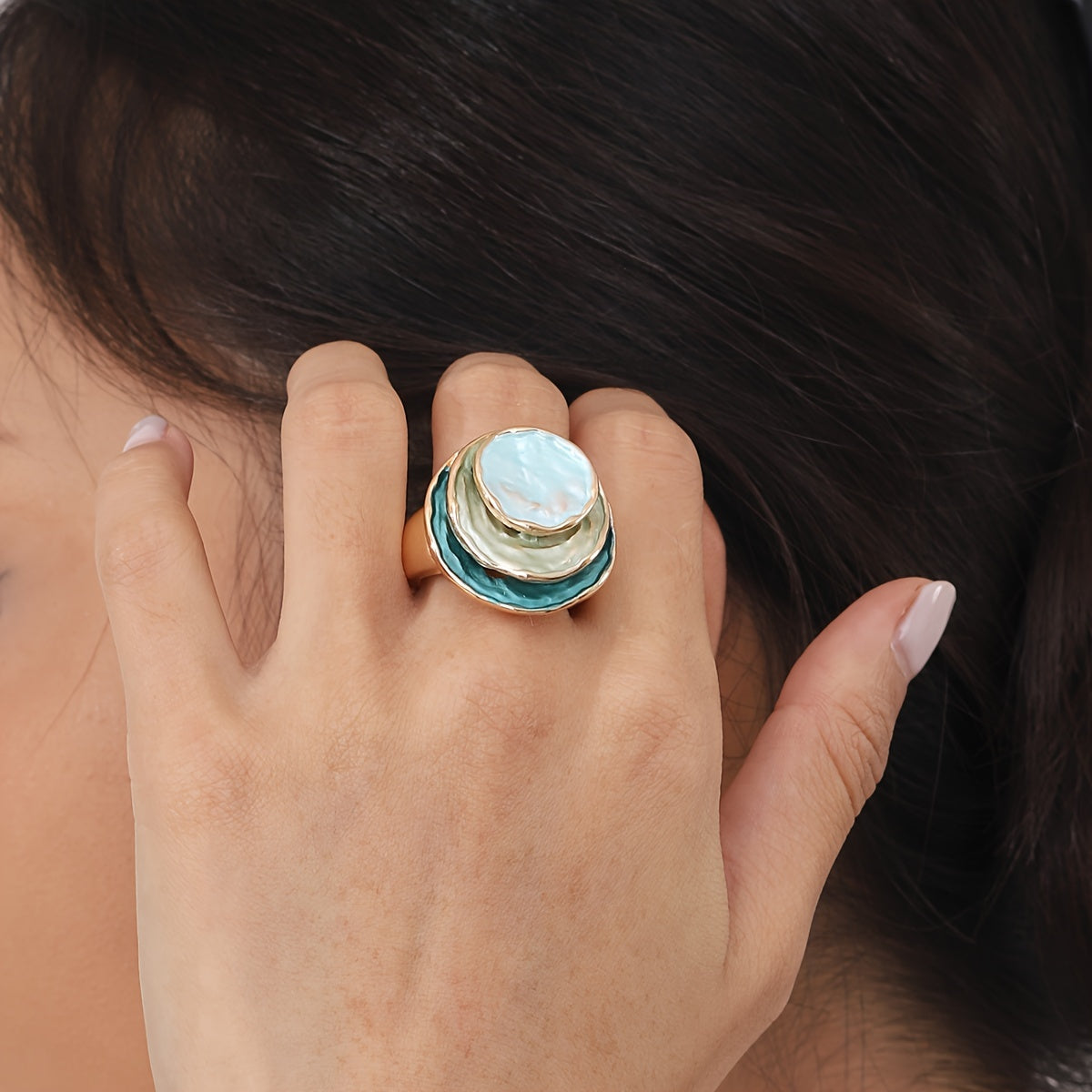 Boho drielaags emaille ring