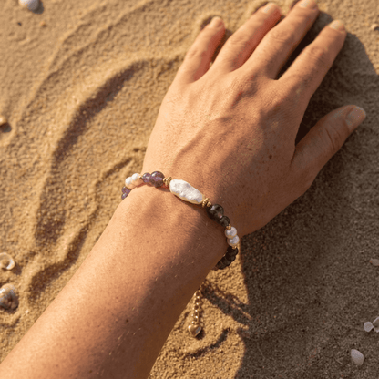 Amethist Kralen Parel Armband
