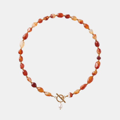 Gelaagde Carneool Parel Ketting