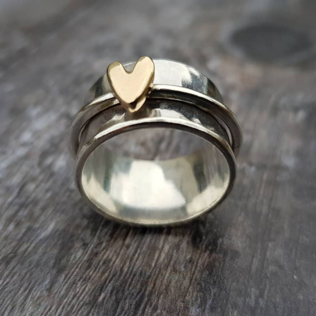 Mely – Gouden Hart Zilveren Ring