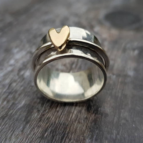 Mely – Gouden Hart Zilveren Ring