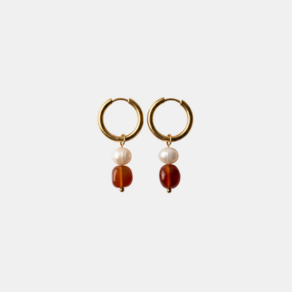 Carnelian Kraal Parel Hoops