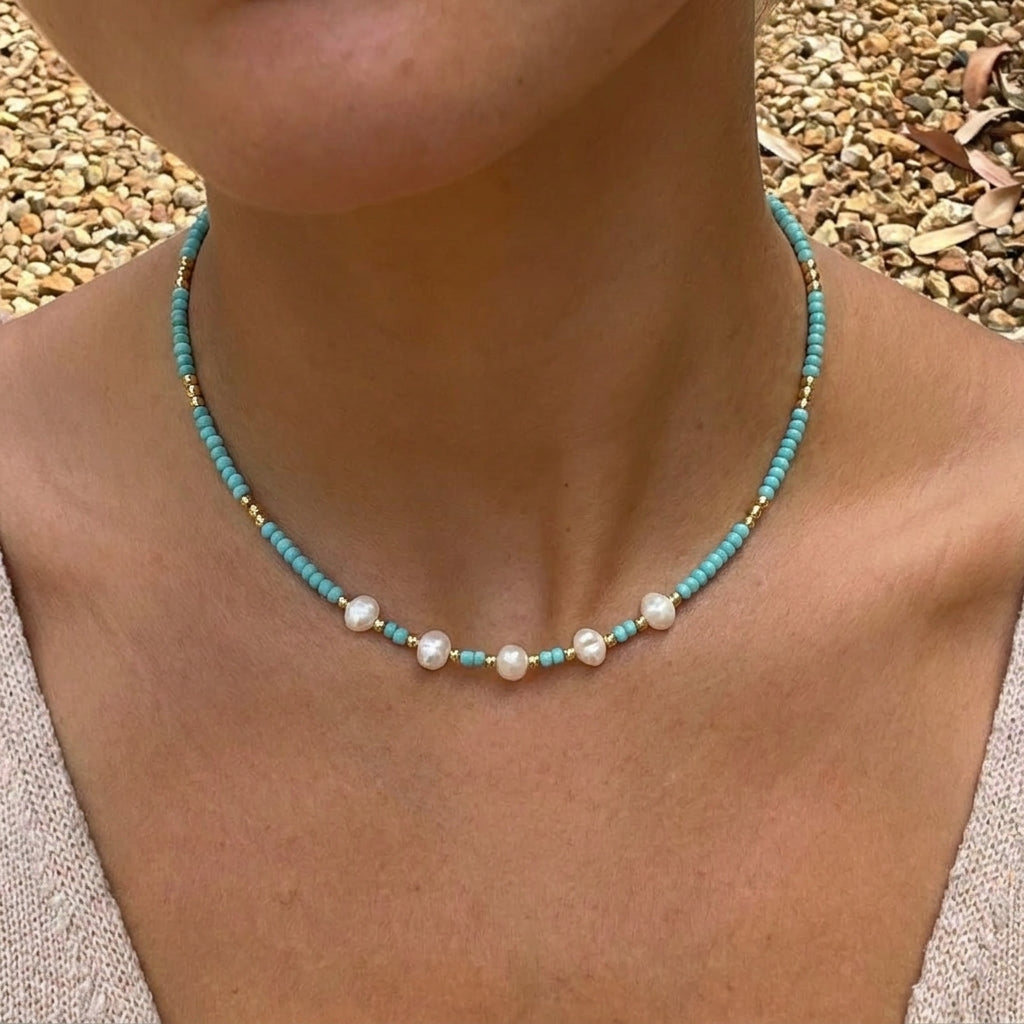Parel Turquoise Ketting