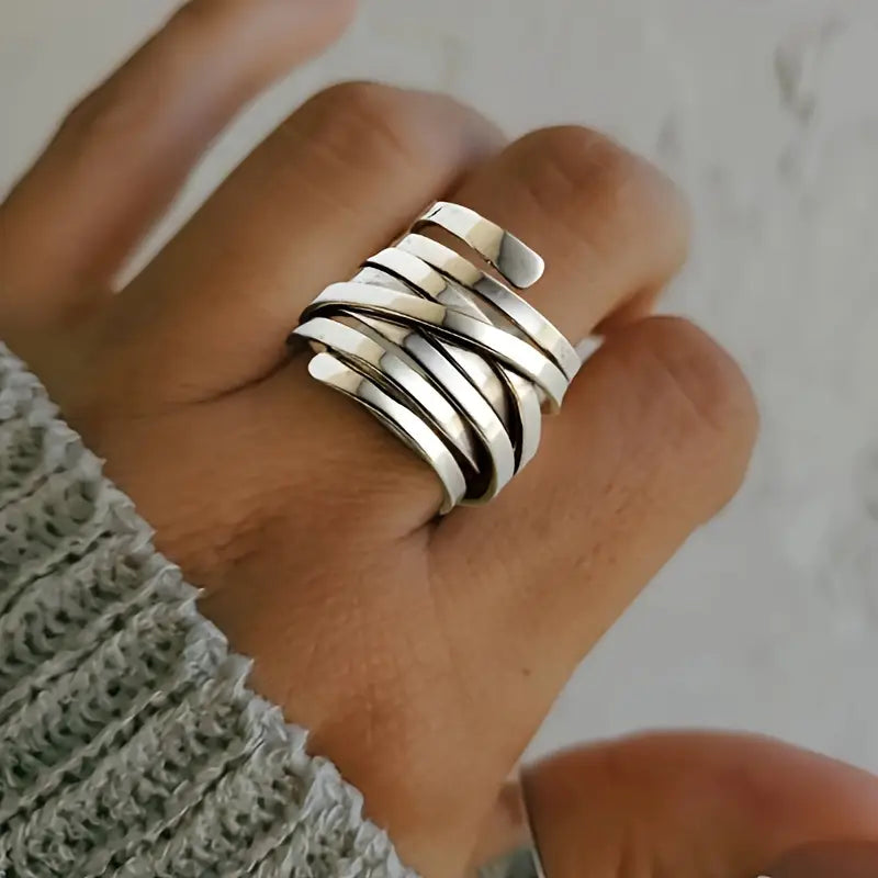 Bliss – Vintage Dikke-Laags Zilveren Ring