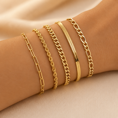 Ellis™ | Set van gouden armbanden