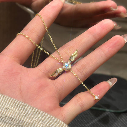 Gouden Vleugels Sprankelende Lariat Ketting