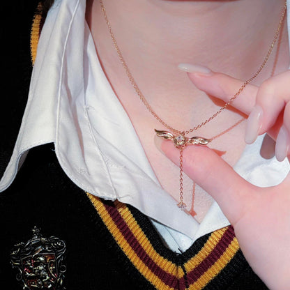 Gouden Vleugels Sprankelende Lariat Ketting