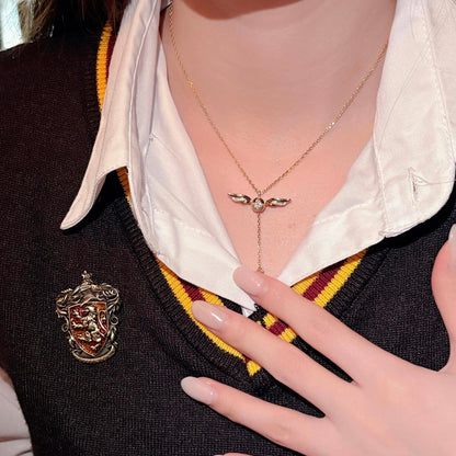 Gouden Vleugels Sprankelende Lariat Ketting