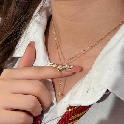Gouden Vleugels Sprankelende Lariat Ketting