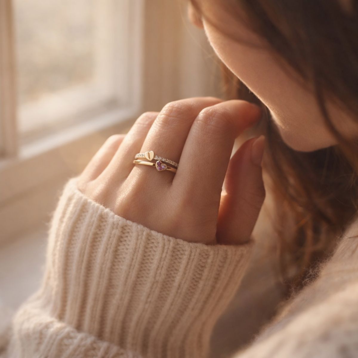 Elina™ | Moeder & Dochter Verbonden Harten Ring