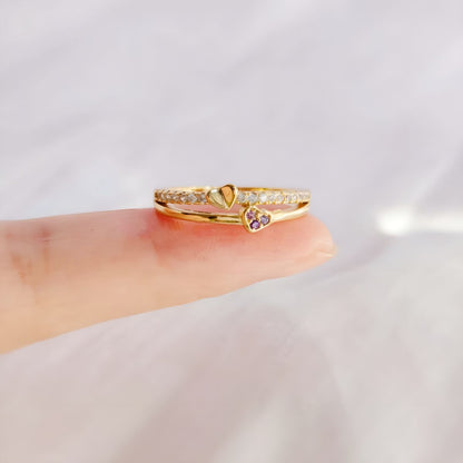 Elina™ | Moeder & Dochter Verbonden Harten Ring