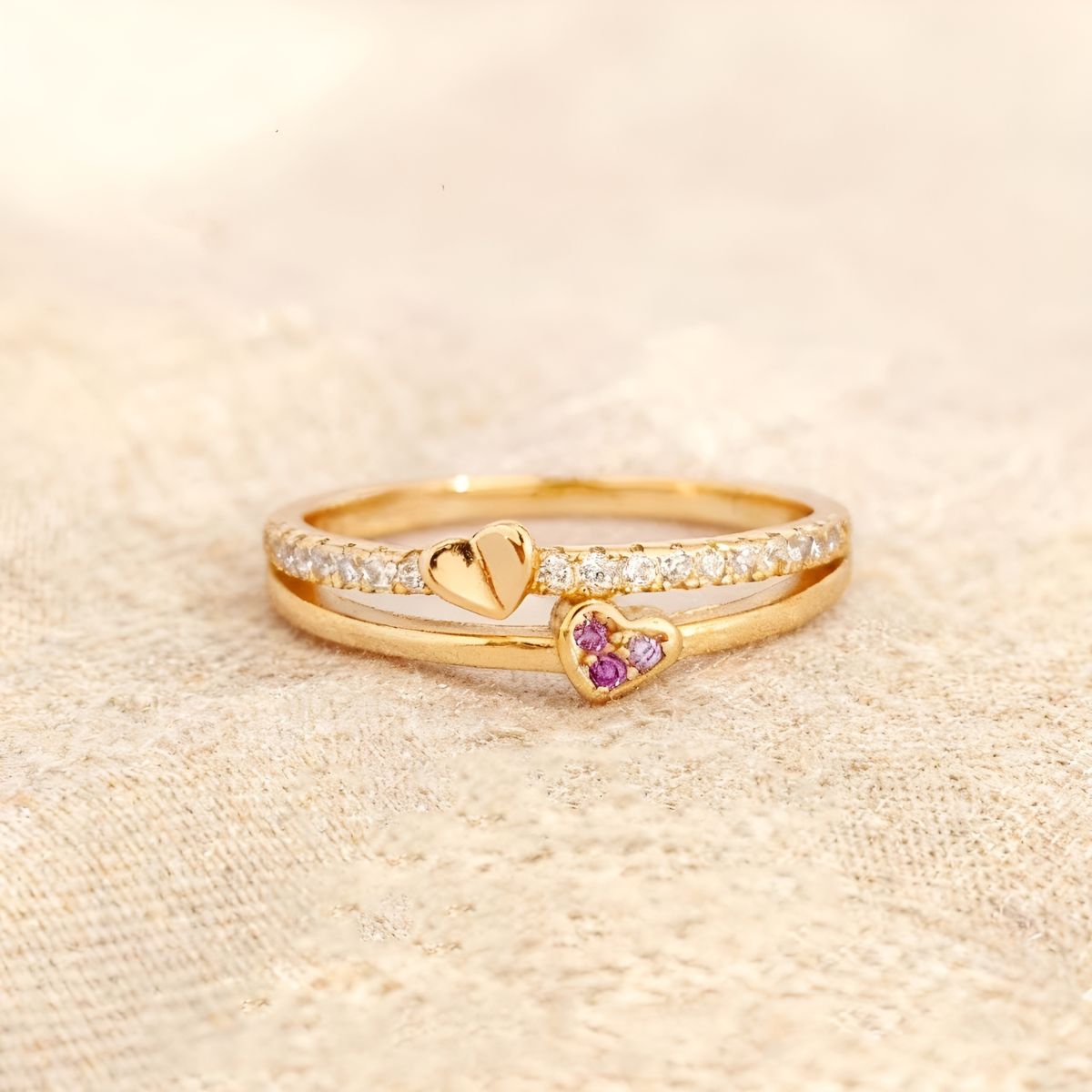 Elina™ | Moeder & Dochter Verbonden Harten Ring