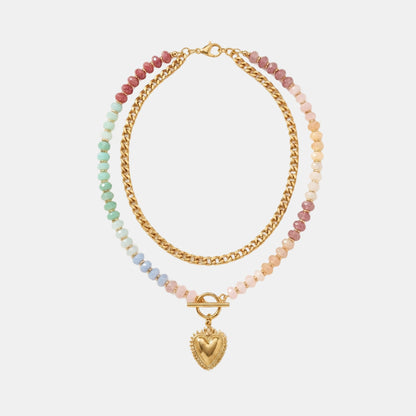 Pastel Kralen Hart Ketting