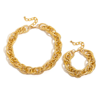 Set van Armband en Ketting met Dubbele Gevlochten Chunky Ketting
