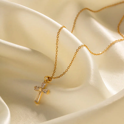 Halsketting met Delicate Diamanten Kruis Hanger