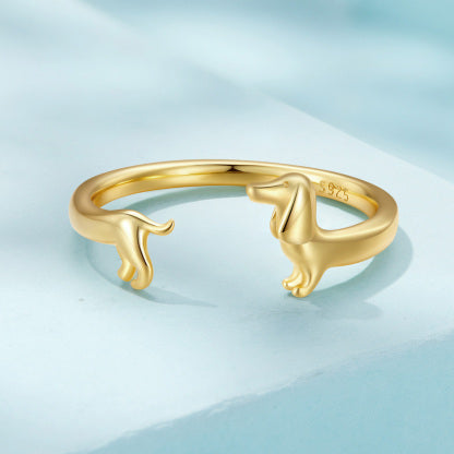 Verfijnde Teckel Ring in Sterling Zilver