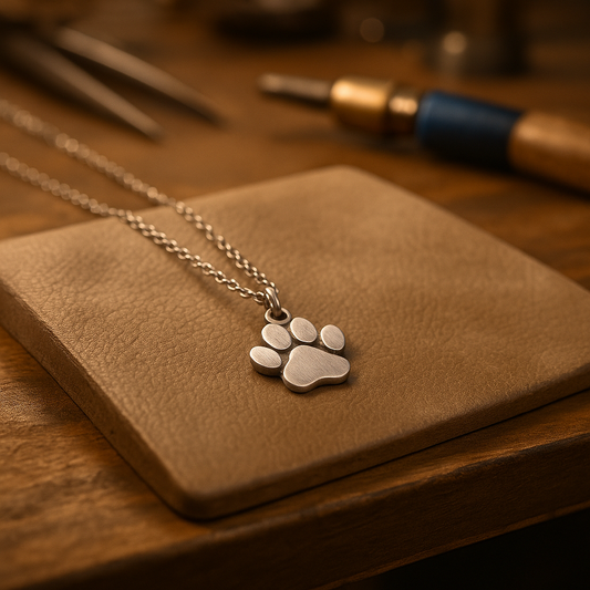Elegante halsketting met pootvormige hanger in zilver