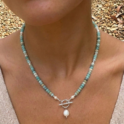 Turquoise Kralen Parel Halsketting