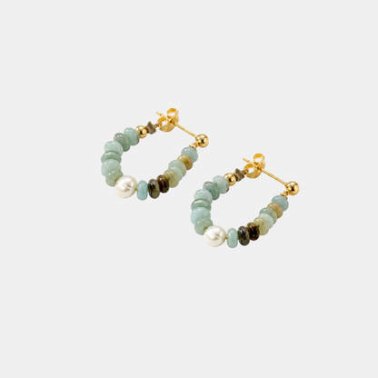 Turquoise Kralen Parels Hoops