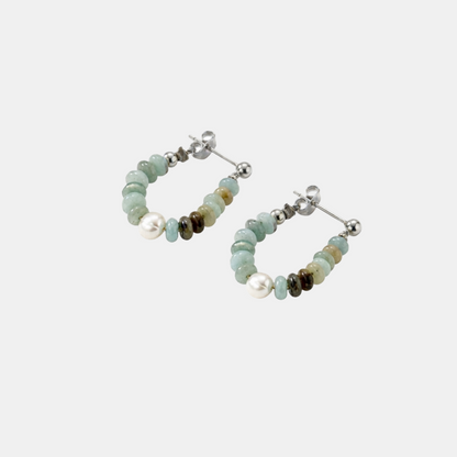 Turquoise Kralen Parels Hoops