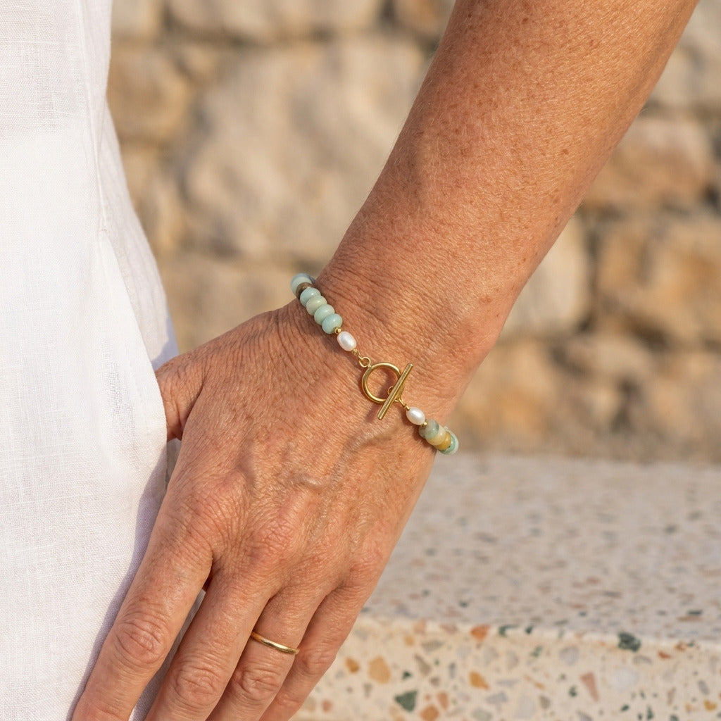 Turquoise Kralen Toggle Armband