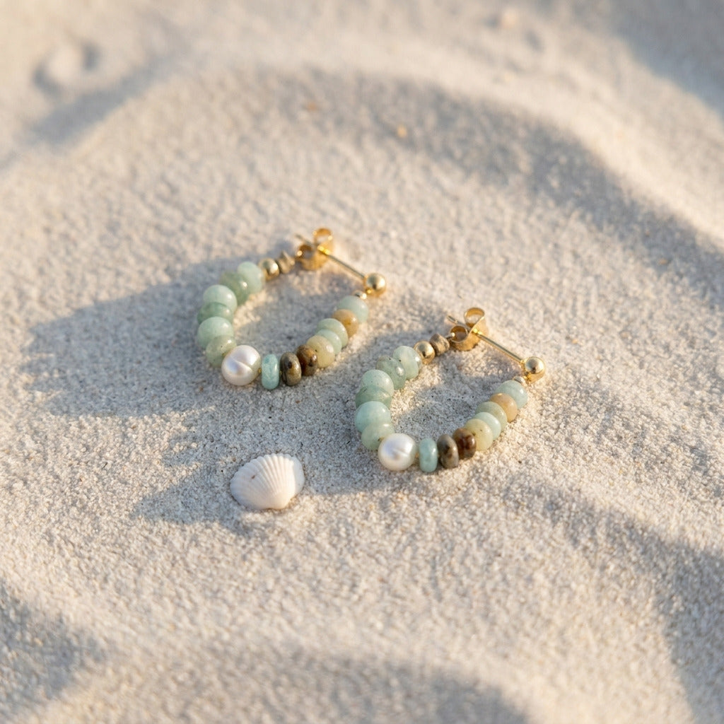 Turquoise Kralen Parels Hoops