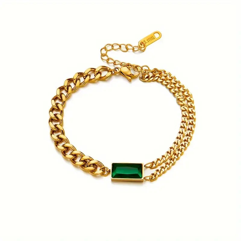 Gouden armband met smaragd barrette