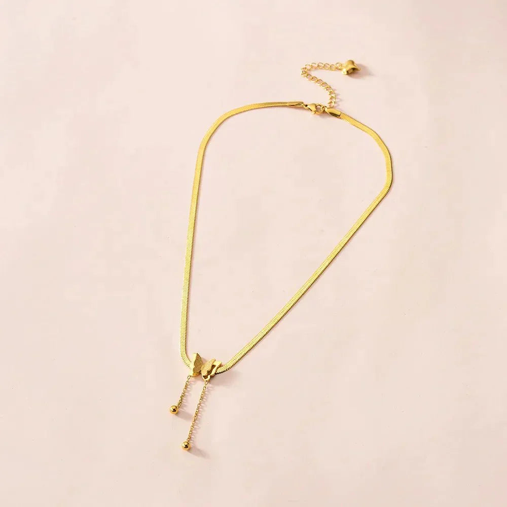 Delicate Vlinder Hanger Ketting met Visgraat