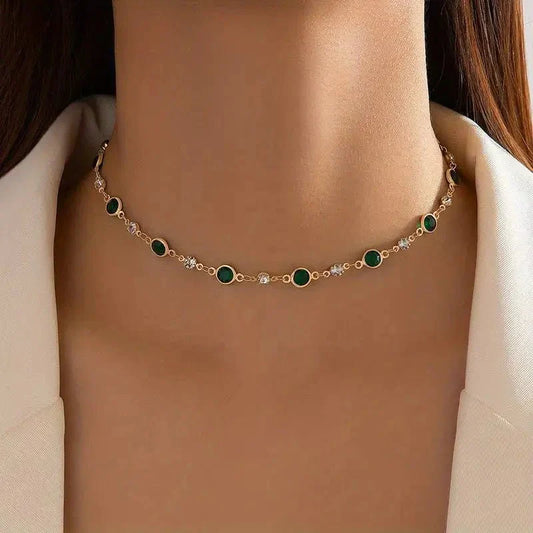 Choker Ketting met Smaragden en Diamanten