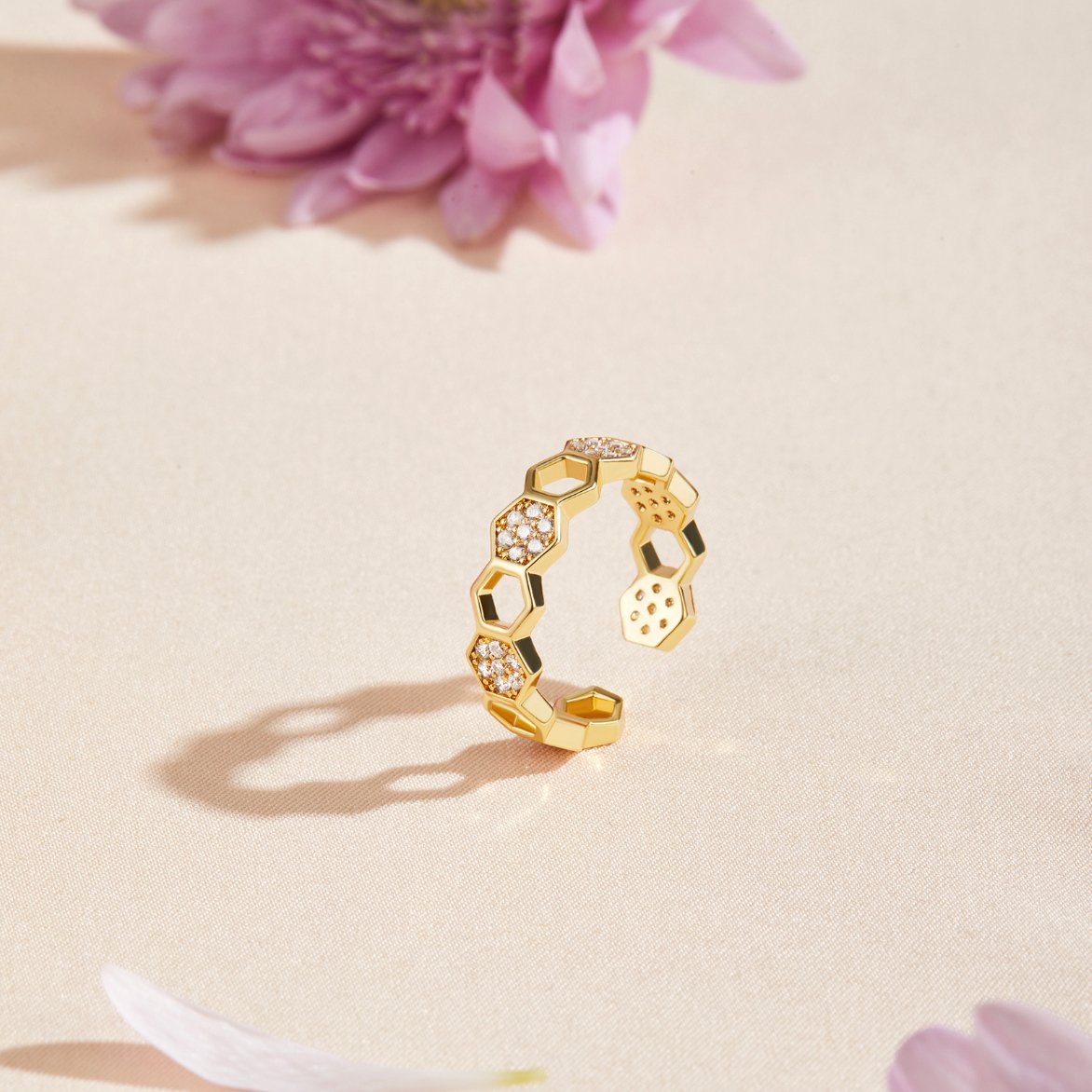 Bij – Goud & Kristal Ring