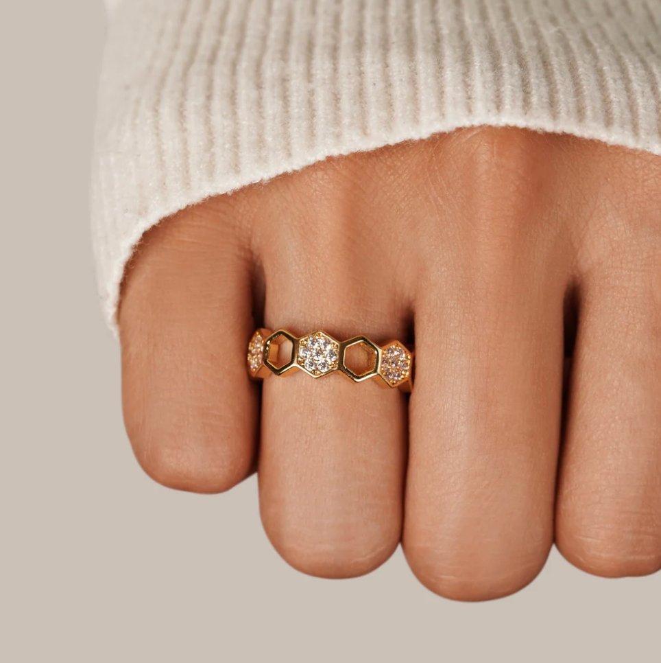 Bij – Goud & Kristal Ring