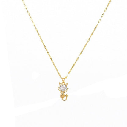 Vergulde kattenketting met zirkonia