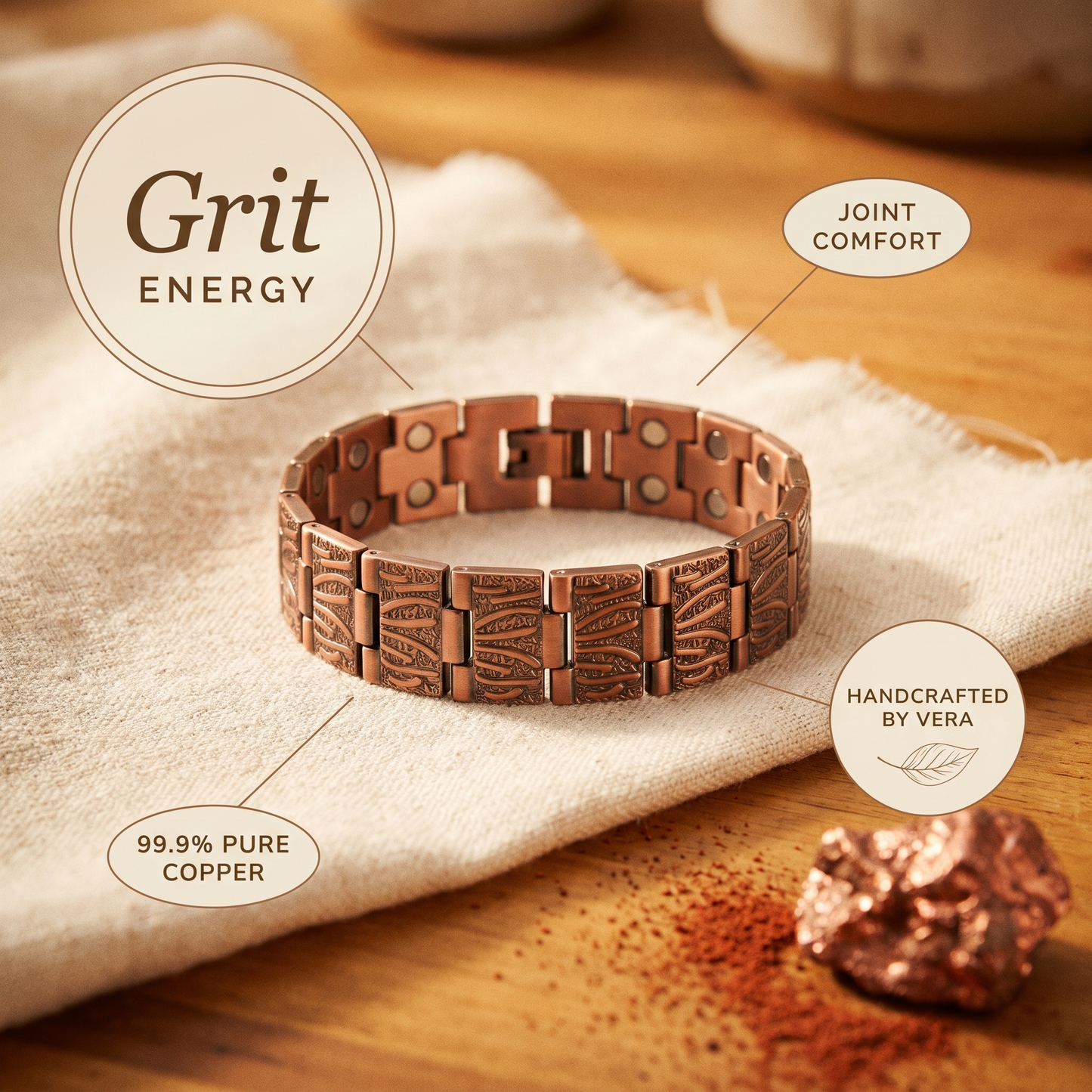Grit Koperen Herenarmband