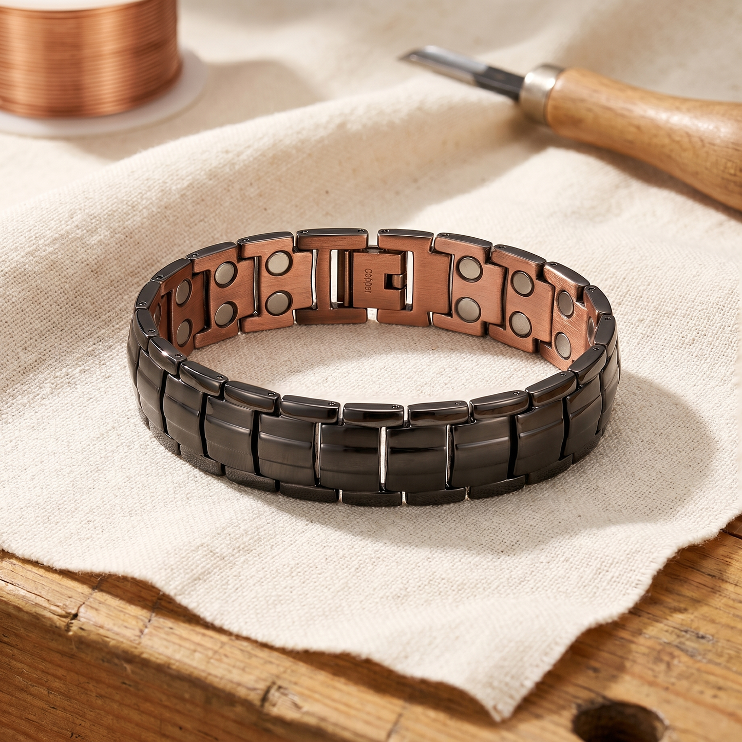 Okerkleurige koperen armband voor heren